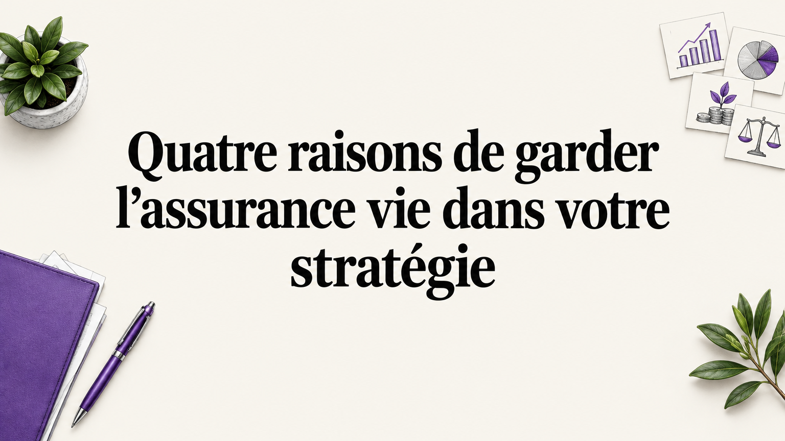 Dossier de placement, stylo et feuilles évoquant les atouts de l’assurance vie